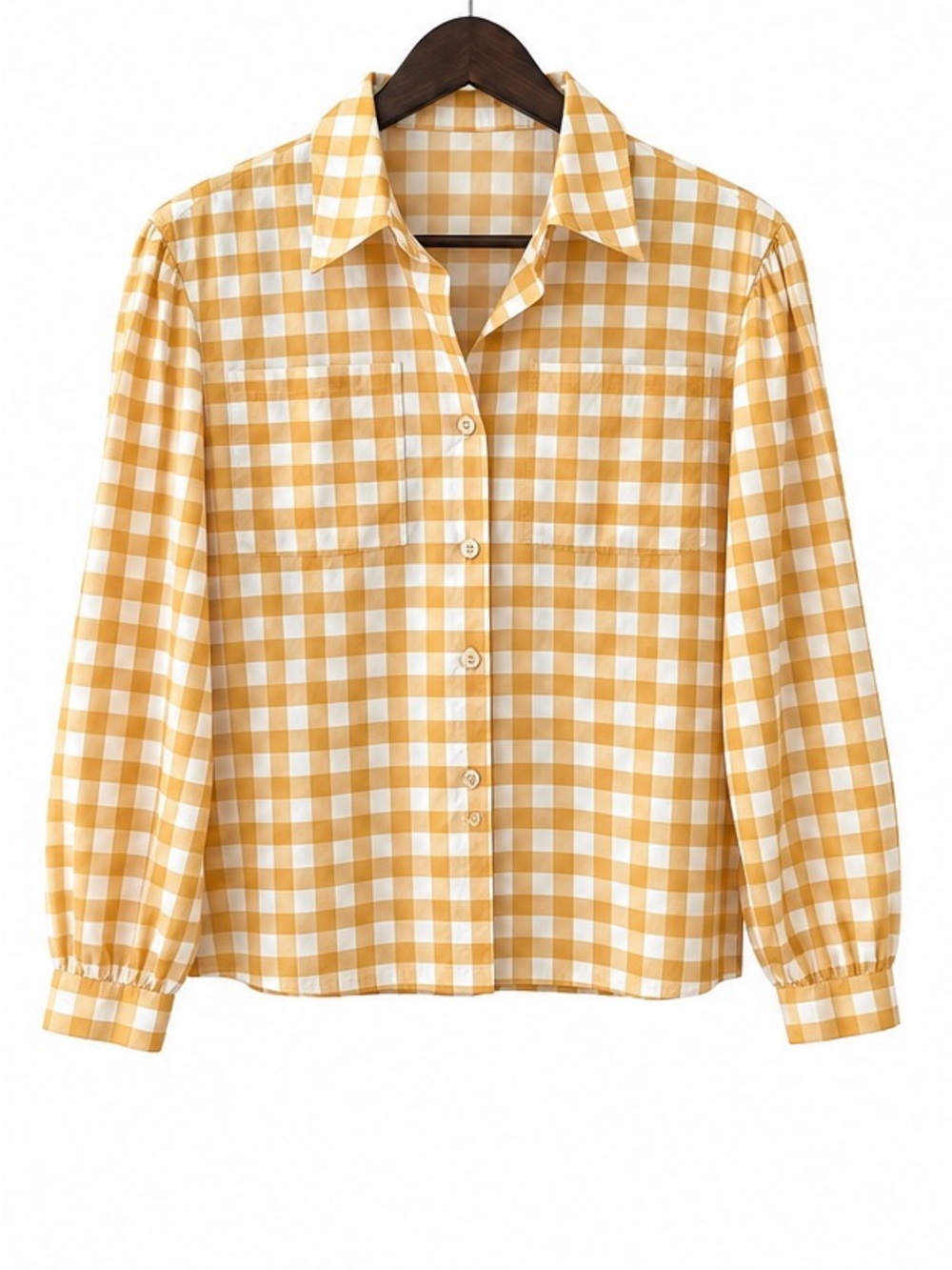 Classic Gingham Button-Up Shirt in Yellow